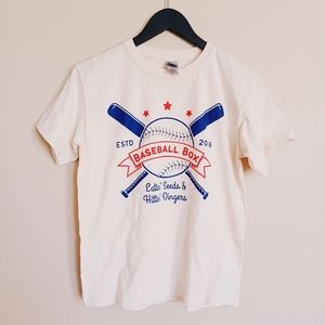 Youth Retro Baseball Tee T-Shirt Cropped Neutral Americana Patriotic Sports